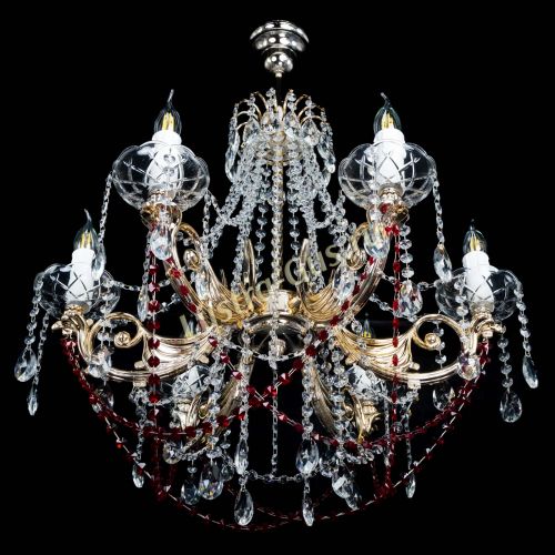 Люстра Елизавета малая Красная (рожки - металл) в Подольске Гусь Хрустальный