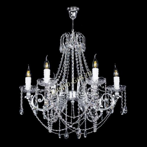 Люстра Елизавета малая в серебре (рожки - металл) в Подольске Гусь Хрустальный