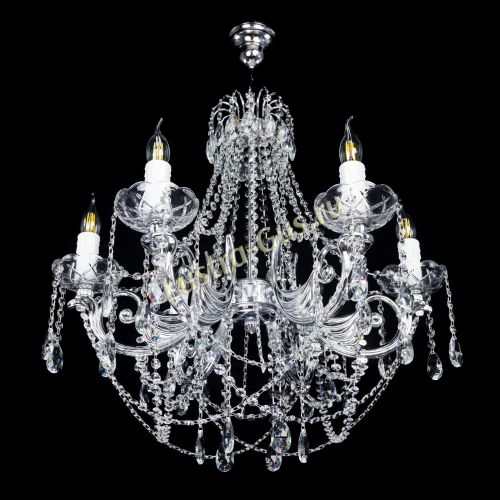 Люстра Елизавета малая в серебре (рожки - металл) в Подольске Гусь Хрустальный