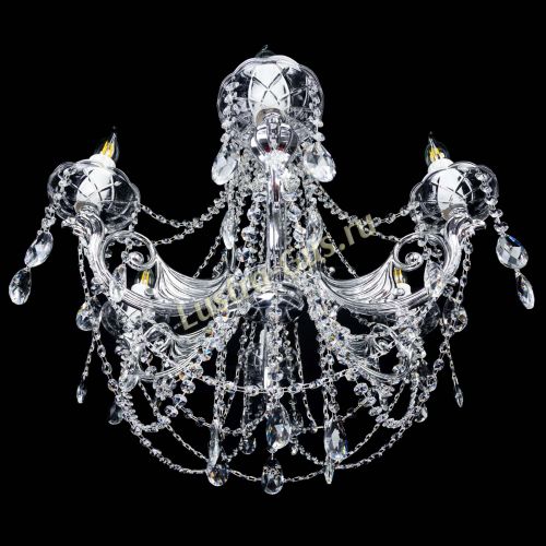 Люстра Елизавета малая в серебре (рожки - металл) в Подольске Гусь Хрустальный