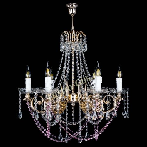 Люстра Елизавета малая Розовая (рожки - металл) в Подольске Гусь Хрустальный