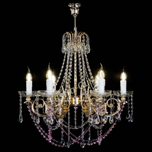 Люстра Елизавета малая Розовая (рожки - металл) в Подольске Гусь Хрустальный