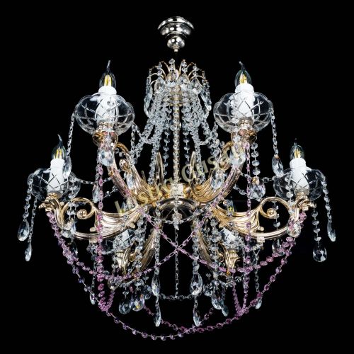 Люстра Елизавета малая Розовая (рожки - металл) в Подольске Гусь Хрустальный