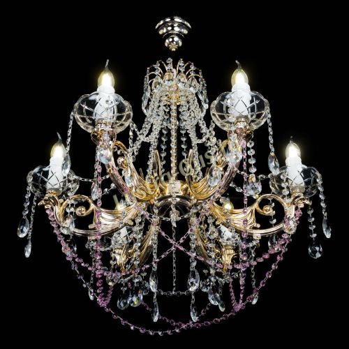 Люстра Елизавета малая Розовая (рожки - металл) в Подольске Гусь Хрустальный