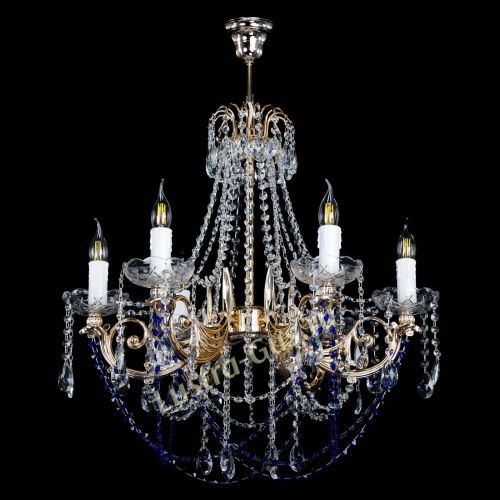 Люстра Елизавета малая Синяя (рожки - металл) в Подольске Гусь Хрустальный