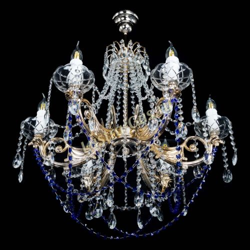 Люстра Елизавета малая Синяя (рожки - металл) в Подольске Гусь Хрустальный