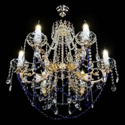Люстра Елизавета малая Синяя (рожки - металл) в Подольске Гусь Хрустальный