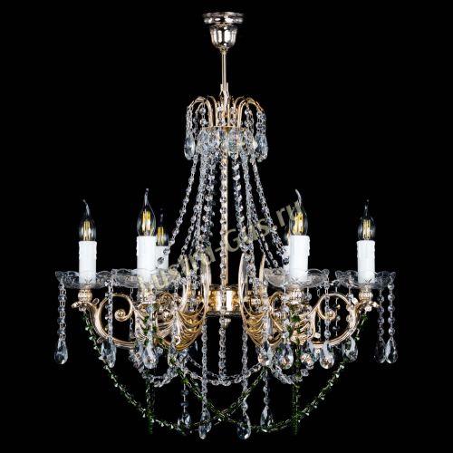 Люстра Елизавета малая Зеленая (рожки - металл) в Подольске Гусь Хрустальный