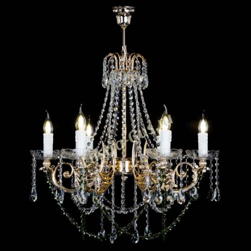 Люстра Елизавета малая Зеленая (рожки - металл) в Подольске Гусь Хрустальный