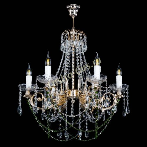 Люстра Елизавета малая Зеленая (рожки - металл) в Подольске Гусь Хрустальный