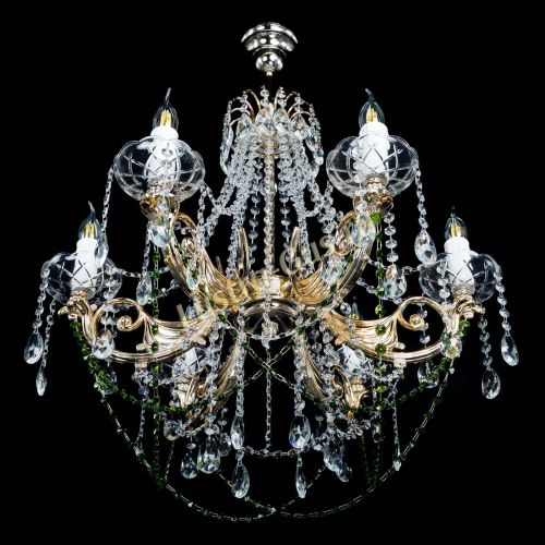 Люстра Елизавета малая Зеленая (рожки - металл) в Подольске Гусь Хрустальный