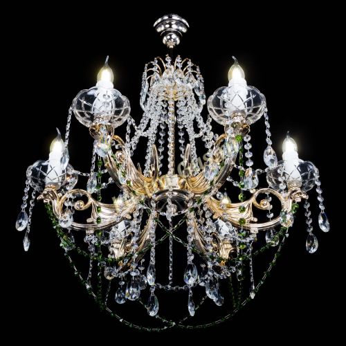 Люстра Елизавета малая Зеленая (рожки - металл) в Подольске Гусь Хрустальный