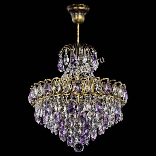 Люстра Грация с подвесом под бронзу Фиолетовая в Подольске Гусь Хрустальный
