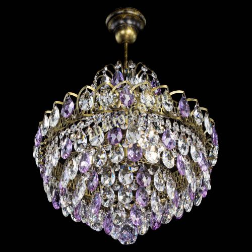Люстра Грация с подвесом под бронзу Фиолетовая в Подольске Гусь Хрустальный