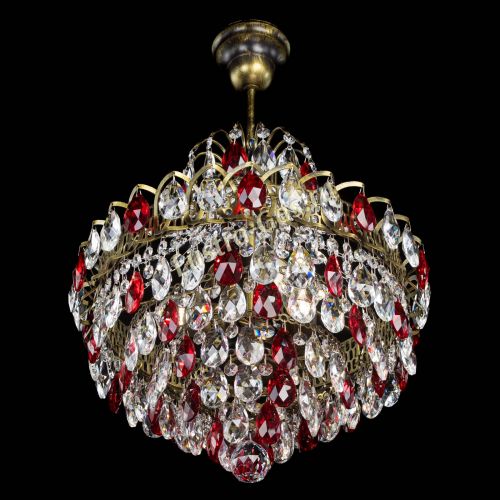 Люстра Грация с подвесом под бронзу Красная в Подольске Гусь Хрустальный
