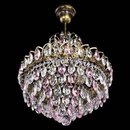 Люстра Грация с подвесом под бронзу Розовая в Подольске Гусь Хрустальный