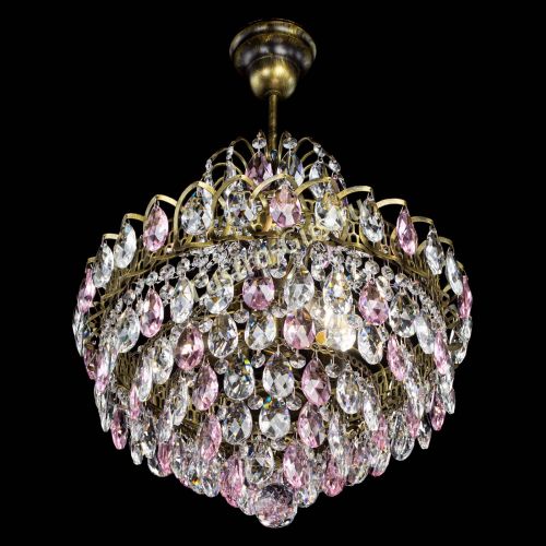Люстра Грация с подвесом под бронзу Розовая в Подольске Гусь Хрустальный