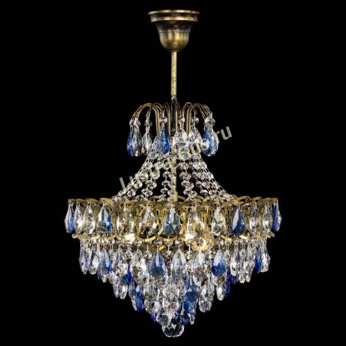 Люстра Грация с подвесом под бронзу Синяя в Подольске Гусь Хрустальный
