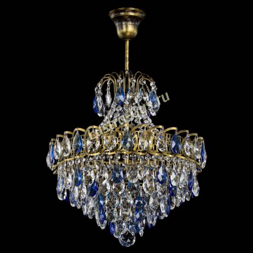 Люстра Грация с подвесом под бронзу Синяя в Подольске Гусь Хрустальный