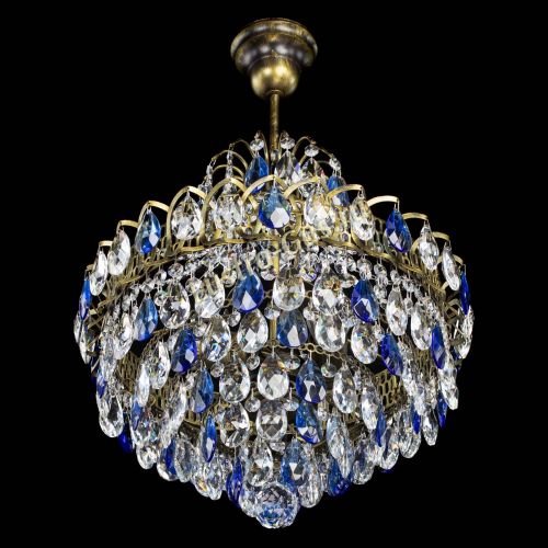 Люстра Грация с подвесом под бронзу Синяя в Подольске Гусь Хрустальный