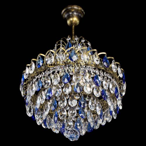 Люстра Грация с подвесом под бронзу Синяя в Подольске Гусь Хрустальный