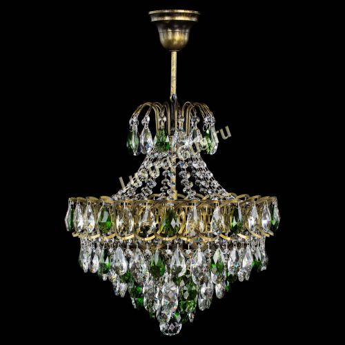 Люстра Грация с подвесом под бронзу Зеленая в Подольске Гусь Хрустальный