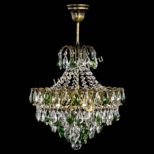 Люстра Грация с подвесом под бронзу Зеленая в Подольске Гусь Хрустальный