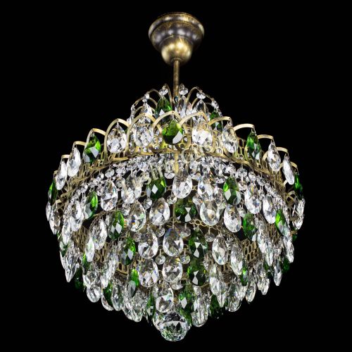 Люстра Грация с подвесом под бронзу Зеленая в Подольске Гусь Хрустальный