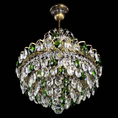 Люстра Грация с подвесом под бронзу Зеленая в Подольске Гусь Хрустальный
