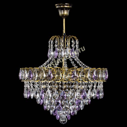 Люстра Грация №5 с подвесом под бронзу Фиолетовая в Подольске Гусь Хрустальный