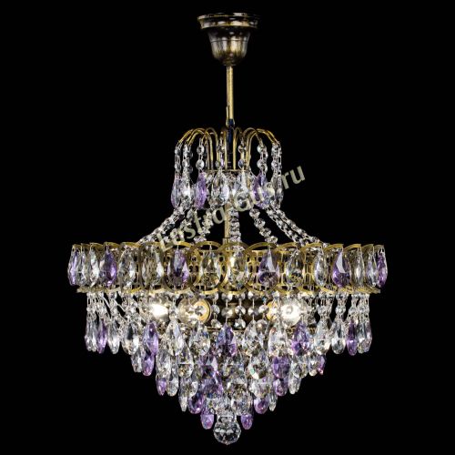 Люстра Грация №5 с подвесом под бронзу Фиолетовая в Подольске Гусь Хрустальный