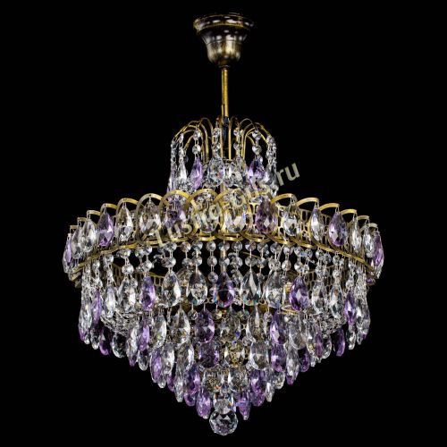 Люстра Грация №5 с подвесом под бронзу Фиолетовая в Подольске Гусь Хрустальный