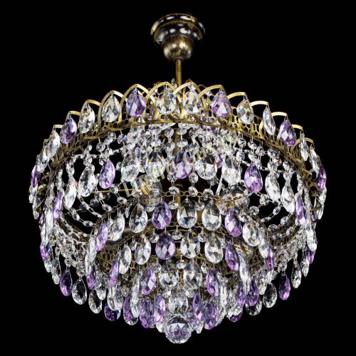 Люстра Грация №5 с подвесом под бронзу Фиолетовая в Подольске Гусь Хрустальный
