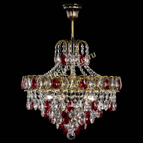 Люстра Грация №5 с подвесом под бронзу Красная в Подольске Гусь Хрустальный