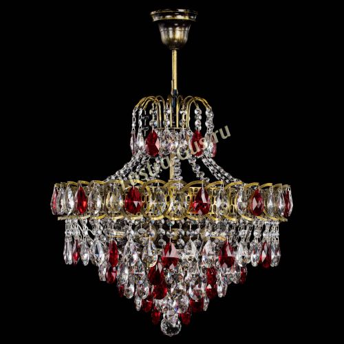 Люстра Грация №5 с подвесом под бронзу Красная в Подольске Гусь Хрустальный