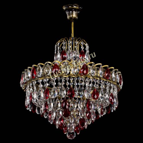 Люстра Грация №5 с подвесом под бронзу Красная в Подольске Гусь Хрустальный