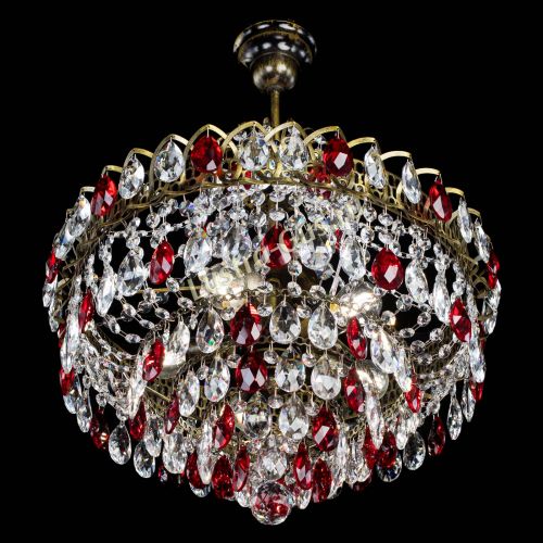 Люстра Грация №5 с подвесом под бронзу Красная в Подольске Гусь Хрустальный