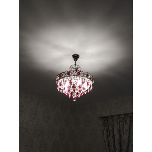 Люстра Грация №5 с подвесом под бронзу Красная в Подольске Гусь Хрустальный