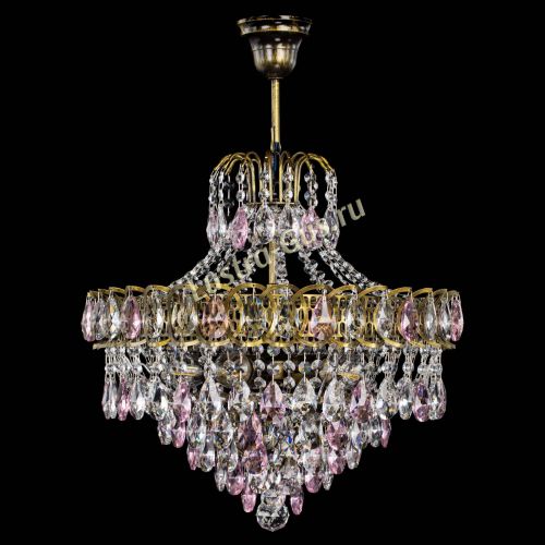 Люстра Грация №5 с подвесом под бронзу Розовая в Подольске Гусь Хрустальный