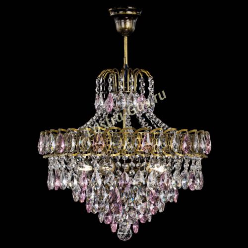 Люстра Грация №5 с подвесом под бронзу Розовая в Подольске Гусь Хрустальный