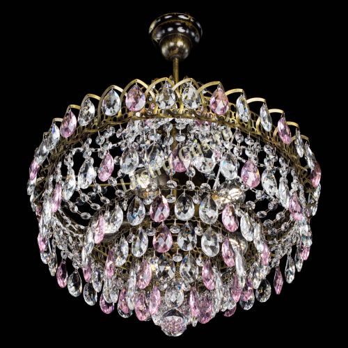 Люстра Грация №5 с подвесом под бронзу Розовая в Подольске Гусь Хрустальный