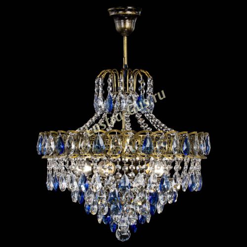 Люстра Грация №5 с подвесом под бронзу Синяя в Подольске Гусь Хрустальный