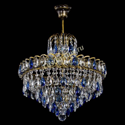 Люстра Грация №5 с подвесом под бронзу Синяя в Подольске Гусь Хрустальный