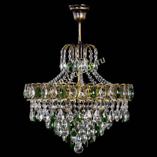 Люстра Грация №5 с подвесом под бронзу Зеленая в Подольске Гусь Хрустальный