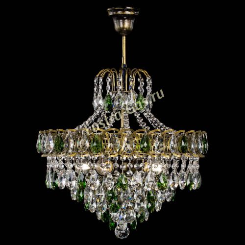 Люстра Грация №5 с подвесом под бронзу Зеленая в Подольске Гусь Хрустальный