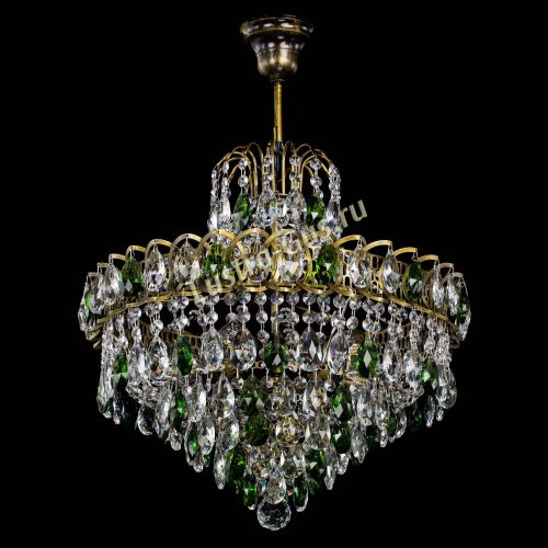 Люстра Грация №5 с подвесом под бронзу Зеленая в Подольске Гусь Хрустальный