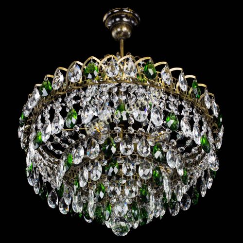 Люстра Грация №5 с подвесом под бронзу Зеленая в Подольске Гусь Хрустальный