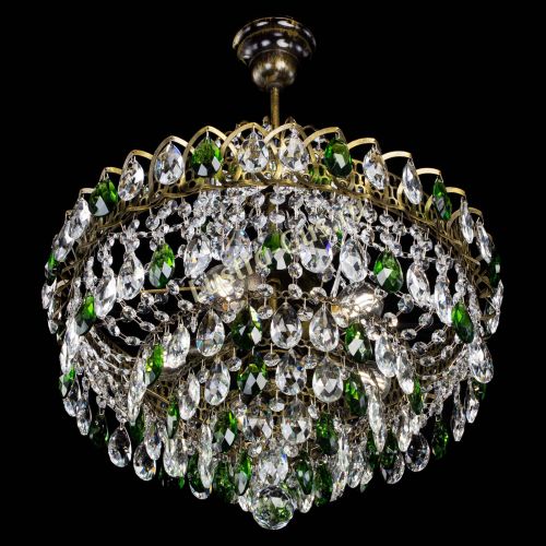 Люстра Грация №5 с подвесом под бронзу Зеленая в Подольске Гусь Хрустальный