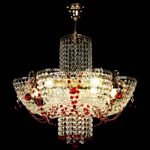 Люстра Камея №6 подвесная красная в Подольске Гусь Хрустальный