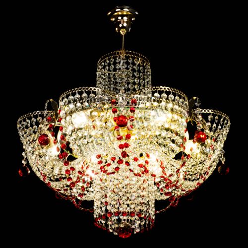 Люстра Камея №6 подвесная красная в Подольске Гусь Хрустальный